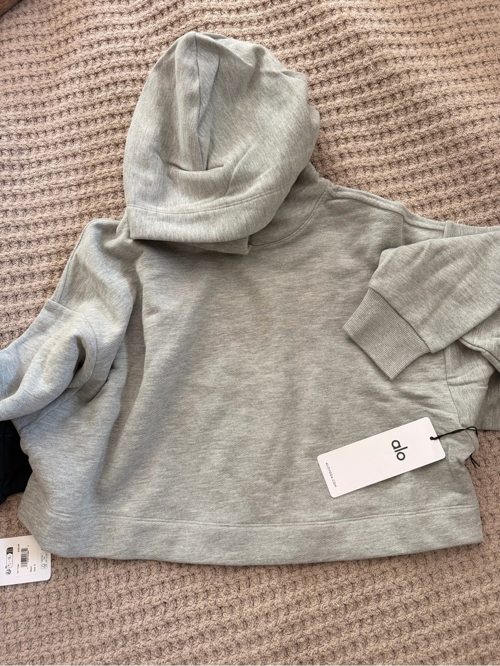 ALO Yoga Light Gray Cropped Hoodie - Picture 3 of 3